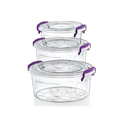 3lü Kilitli Saklama Kabı Seti İç İçe Geçmeli Şeffaf Plastik Sızdırmaz Gıda Saklama Kapları