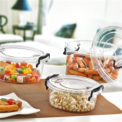 3lü Kilitli Saklama Kabı Seti İç İçe Geçmeli Şeffaf Plastik Sızdırmaz Gıda Saklama Kapları