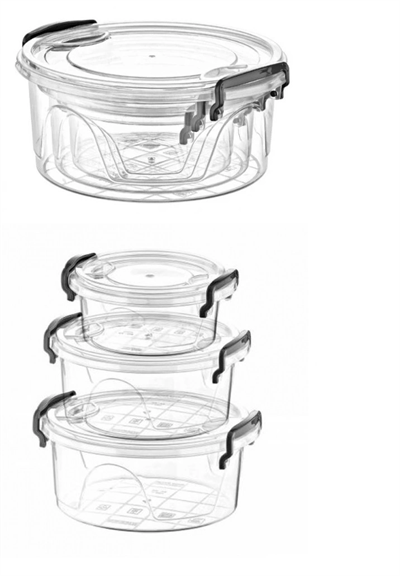 3lü Kilitli Saklama Kabı Seti İç İçe Geçmeli Şeffaf Plastik Sızdırmaz Gıda Saklama Kapları