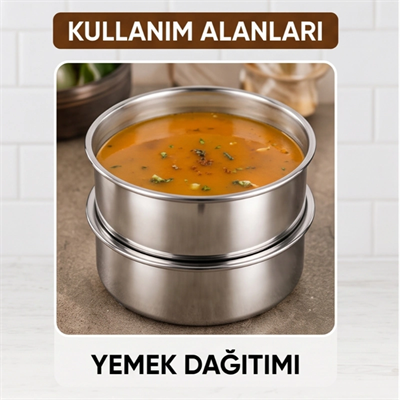 3lü Metal Sefer Tası - Paslanmaz Çelik - 16 cm