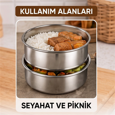 3lü Metal Sefer Tası - Paslanmaz Çelik - 16 cm