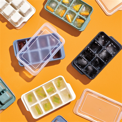 3lü Mini Buz Kalıbı - Küp Şekilli - Kapaklı - Plastik