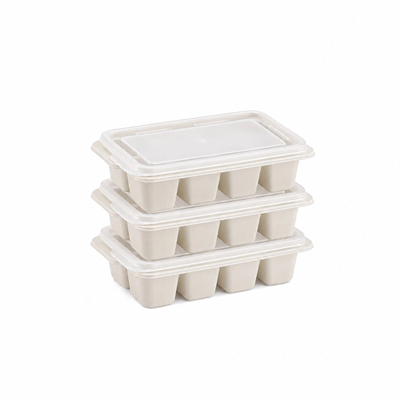 3lü Mini Buz Kalıbı - Küp Şekilli - Kapaklı - Plastik