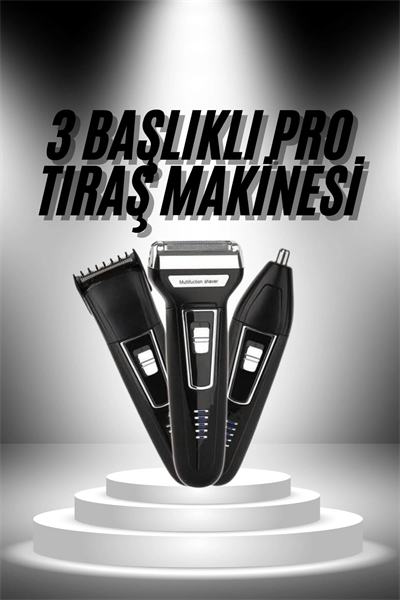 3lü Set Saç Sakal Kesme Traş Makinesi Burun Kılı Alma Tıraş Makinesi