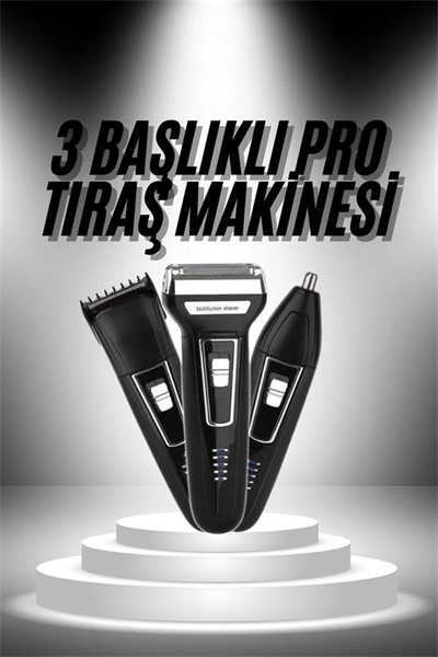 3lü Set Saç Sakal Kesme Traş Makinesi Burun Kılı Alma Tıraş Makinesi