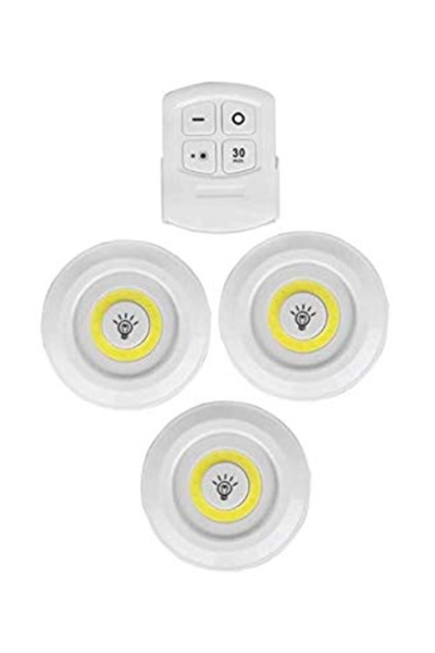 3lü Uzaktan Kumandalı Yapışkanlı Kablosuz Led Spot Lambalar Bx40