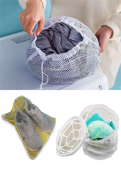 3lü Yıkama File Seti - Ayakkabı Filesi-plastik Aparatlı Sütyen Yıkama- Çamaşır Yıkama Filesi