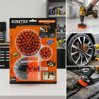 3pcs Set Matkap Fırçası 1/4 Inc - 6.3mm Büyük Düz= 4 Inc Yuvarlak= 3.5 Inc Uç Fırça= 2 Inc Ktx-3375 Bx40