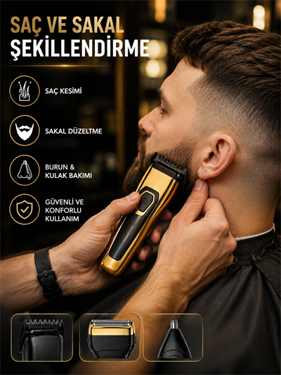 3ü 1 Arada Şarjlı Kişisel Bakım ve Tıraş Makinesi