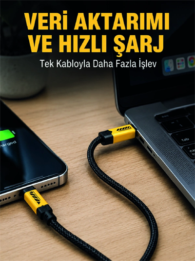 3ü 1 Arada USB Şarj Kablosu 240W Hızlı Şarj ve Veri Aktarım Kablosu