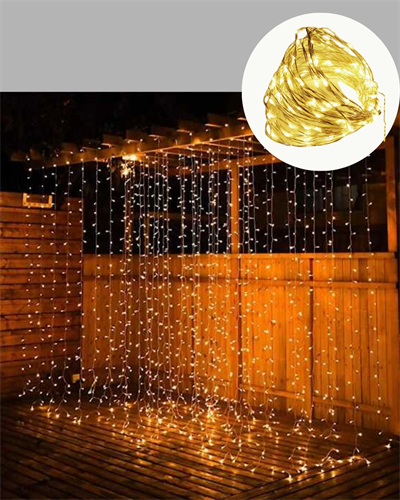 3x3 Metre Perde LED Işık Sıcak  Şelale Tasarım Dekoratif Aydınlatma