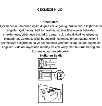 4 Adet Bebek Çocuk Koruma Kilidi - Dolap Çekmece Kilidi Sürgülü Kilit
