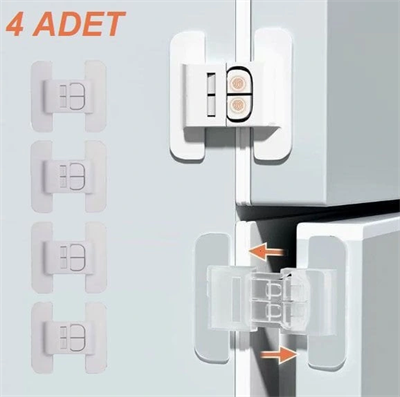 4 Adet Buzdolabı, Çekmece ve Dolap Kapağı Çocuk Kilidi