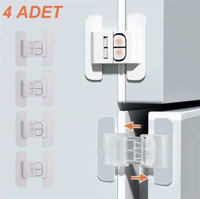 4 Adet Buzdolabı, Çekmece ve Dolap Kapağı Çocuk Kilidi (3936)