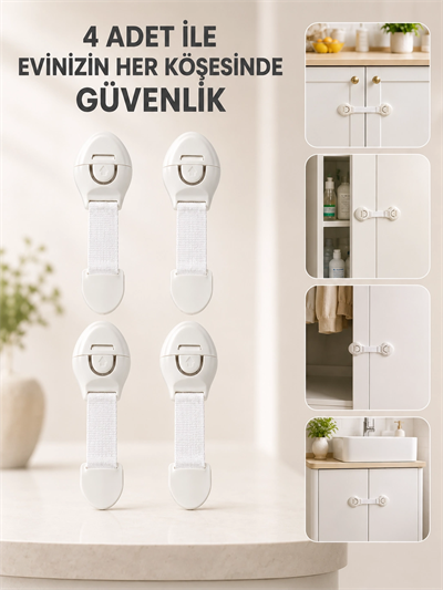 4 Adet Çok Amaçlı Çocuk Güvenlik Kilidi Dolap, Çekmece ve Gardırop İçin