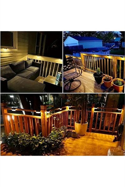 4 Adet Solar Güneş Enerjili Şarj Edilen Köşebent Merdiven Veranda Bahçe Led Lamba