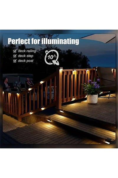 4 Adet Solar Güneş Enerjili Şarj Edilen Köşebent Merdiven Veranda Bahçe Led Lamba