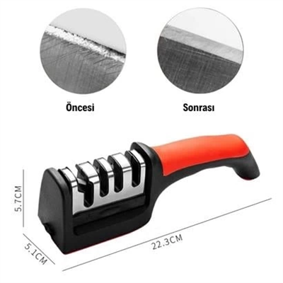 4 Aşamalı Kaymaz Tabanlı Hızlı Bıçak ve Makas Bileme Aracı - Keskin ve Pratik Kullanım