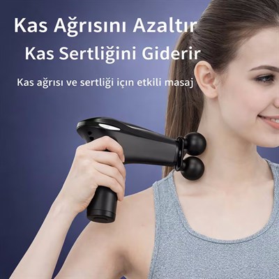 4 Başlıklı Şarjlı Masaj Tabancası Bel Sırt Boyun Bacak Kas Rahatlatıcı