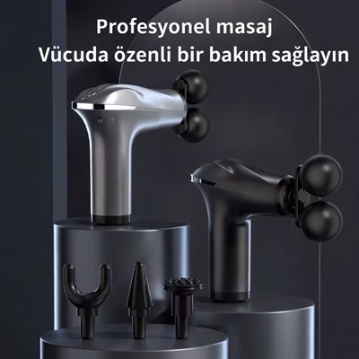 4 Başlıklı Şarjlı Masaj Tabancası Bel Sırt Boyun Bacak Kas Rahatlatıcı