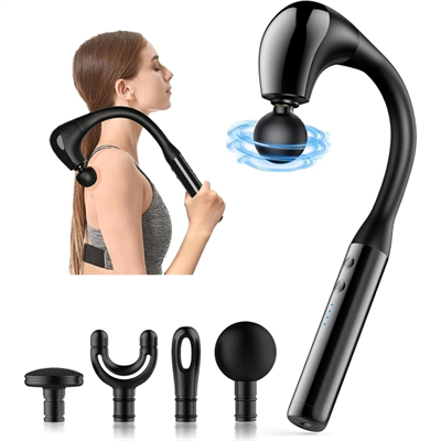 4 Başlıklı Uzun Saplı Ergonomik Profesyonel Sporcu Masaj Tabancası