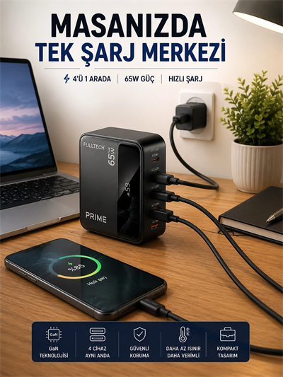 4 Cihazı Aynı Anda Destekleyen Şarj İstasyonu