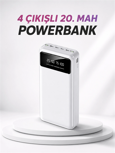 4 Çıkışlı 20.000 MAH Powerbank Taşınabilir Çoklu Giriş