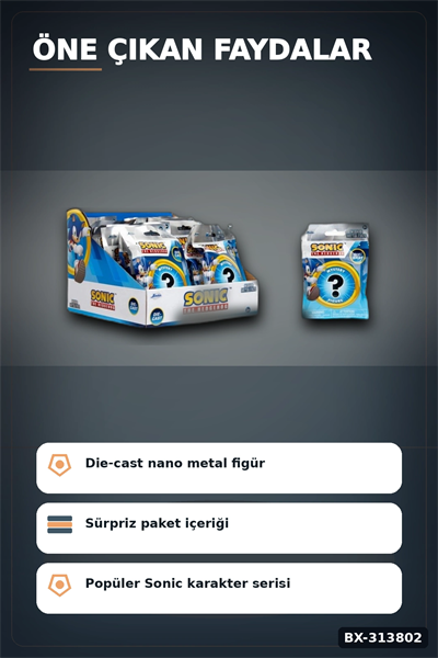 4 Cm Metal Die-Cast Mini Sonic Figur Koleksiyon Paketi Surpriz Nano Oyun BX-313802