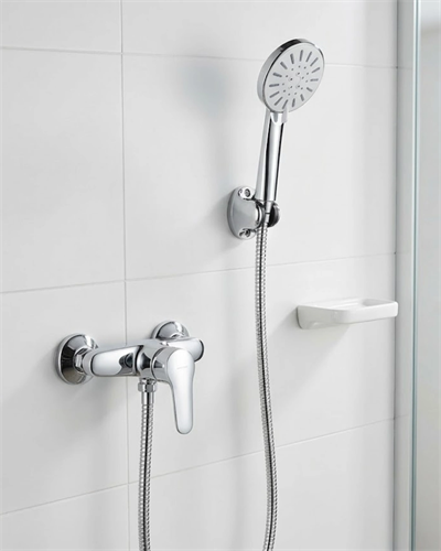 4 Fonksiyonlu Krem El Duşu Seti Spiral Hortum ve Duş Askısı