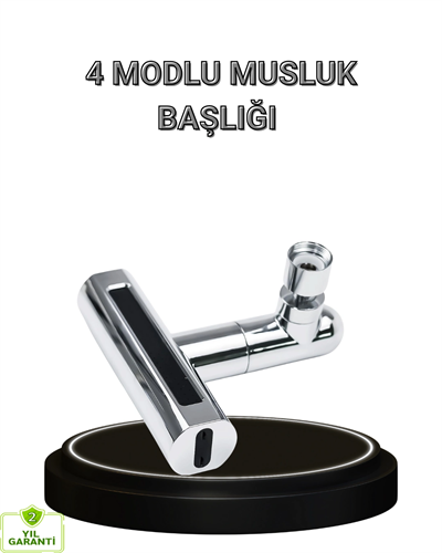 4 Fonksiyonlu Musluk Başlığı 360 Derece Dönebilen ve Su Tasarruflu