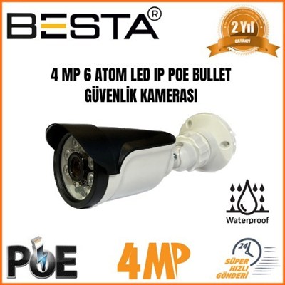 4 Kameralı 4mp 6 Atom LED H.265 250 GB HDD Dahil Ip Güvenlik Seti
