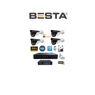 4 Kameralı 4mp 6 Atom LED H.265 250 GB HDD Dahil Ip Güvenlik Seti