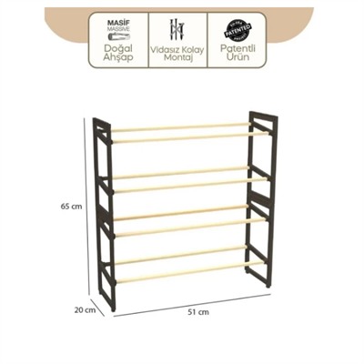 4 Katlı Ahşap Ayakkabılık