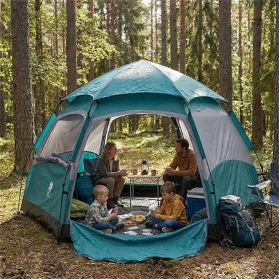 4 Kişilik Otomatik Kamp Çadırı – Altıgen Tasarım, Çift Kapılı, Suya Dayanıklı, Hızlı Kurulumlu Geniş Aile Outdoor Çadırı 240x240x160 Cm Bx40