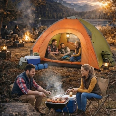 4 Kişilik Yarı Otomatik Kamp Çadırı – Suya Dayanıklı, Hızlı Kurulumlu Outdoor Aile Çadırı, Doğa, Kamp Ve Piknik 200x200x135 Cm Bx40
