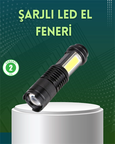 4 Modlu USB Şarjlı LED El Feneri Kamp ve Outdoor