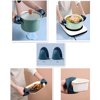 4 Parça Yanma Önleyici Mutfak Seti - Tencere Tabak Tutucu Ve Fırın Eldiveni