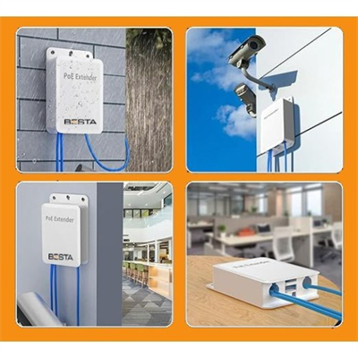 4 Port Outdoor PoE Extender 1 giriş 3 Çıkış, IEEE 802.3af/at Mini 4 Kanal PoE Tekrarlayıcı IP66 Su Geçirmez