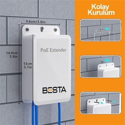4 Port Outdoor PoE Extender 1 giriş 3 Çıkış, IEEE 802.3af/at Mini 4 Kanal PoE Tekrarlayıcı IP66 Su Geçirmez