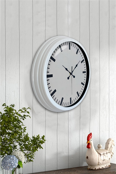 40 Cm Metal  Beyaz Modern Duvar Saati