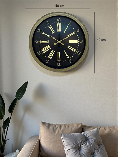 40 Cm Metal Antik Roma Eskitme Duvar Saati