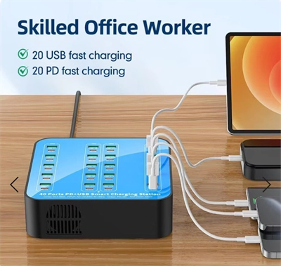 40 Portlu 400w Hızlı Şarj İstasyonu 20x Usb + 20x Type-c Pd Çıkışlı Şarj Cihazı