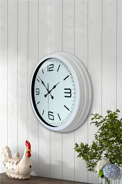 40 cm Beyaz Metal Modern Duvar Saati