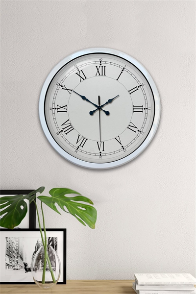 40 cm Beyaz Metal Retro Duvar Saati