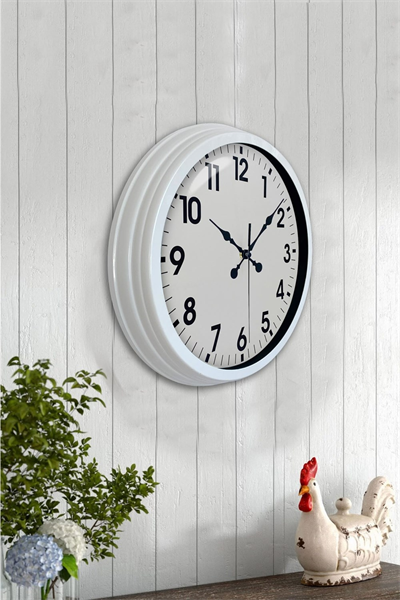 40 cm Beyaz Metal Standart Duvar Saati