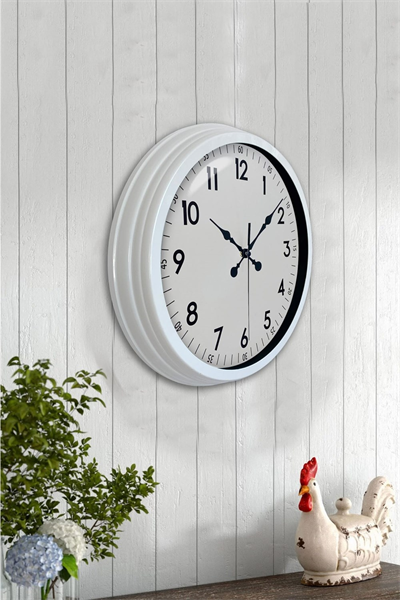 40 cm Beyaz Metal Standart Duvar Saati
