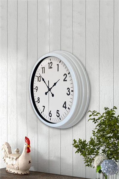 40 cm Beyaz Metal Standart Duvar Saati