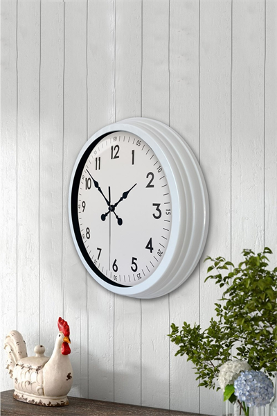 40 cm Beyaz Metal Standart Duvar Saati