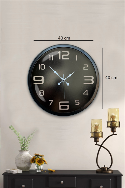 40 cm Siyah Metal Modern Duvar Saati