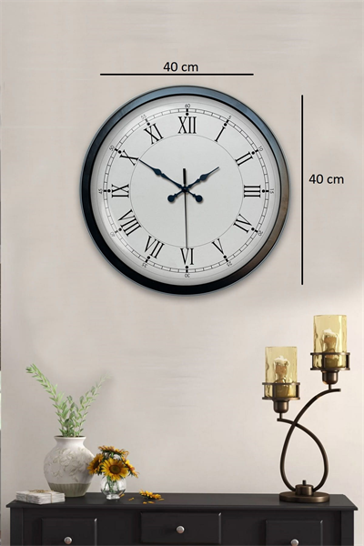 40 cm Siyah Metal Retro Duvar Saati